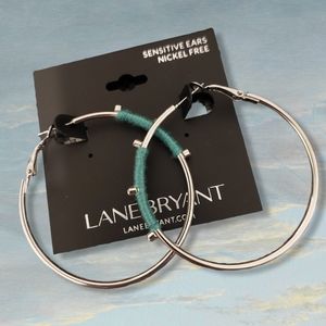 Lane Bryant Silver and Teal Bind Hoop Earrings